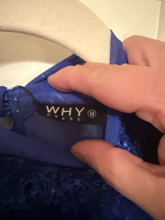 Royal Blue Feather-Trim Mesh Top - Picture 5 of 8